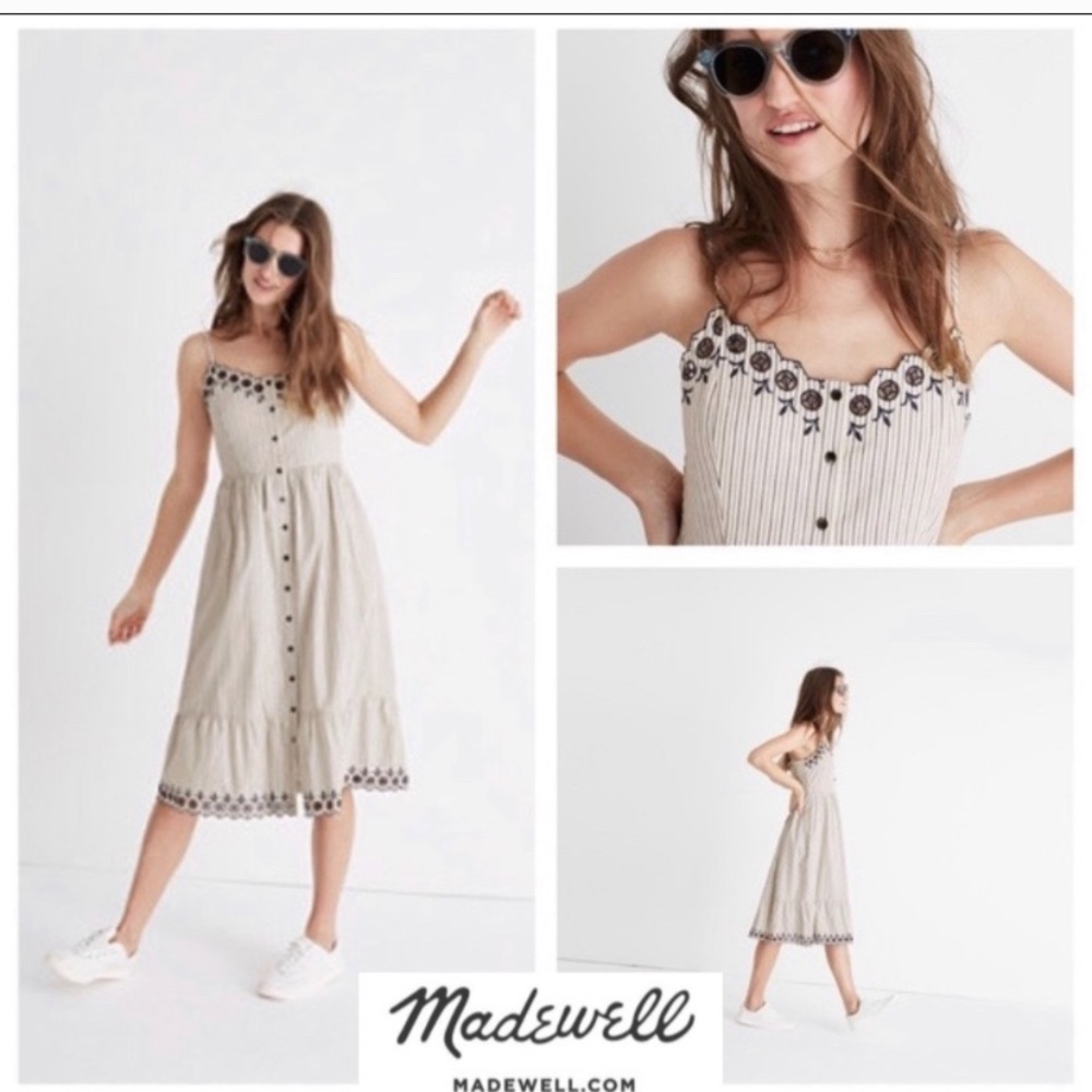 Madewell Embroidered Jardin Midi Dress